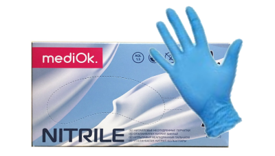 Перчатки M нитрил 100% голубые, 50 пар