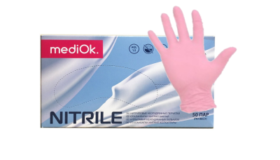 Перчатки M нитрил 100% розовые, 50 пар
